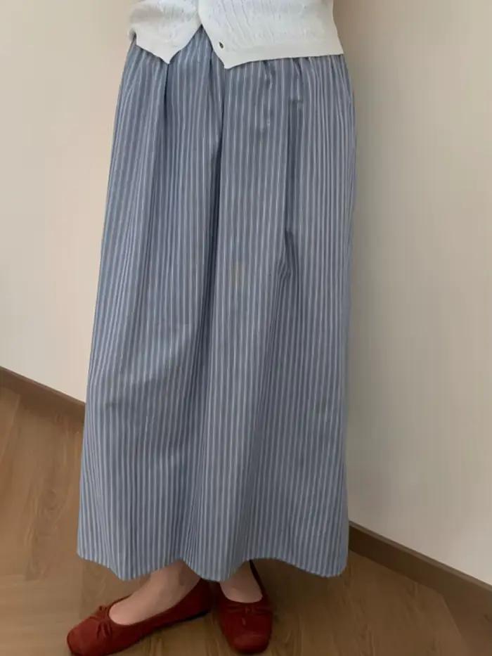 Jupe rayée Aoaiiys en polyester et coton, style vintage, ligne A, taille haute, pour femmes, nouvelles collections d'été ```