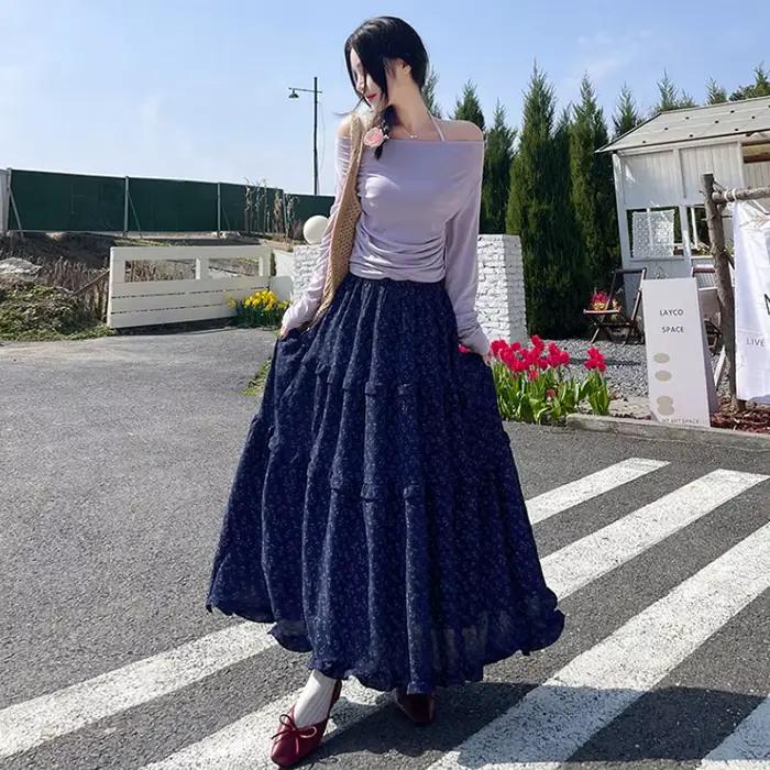 Jupes Maxi Vintage à fleurs pour femmes