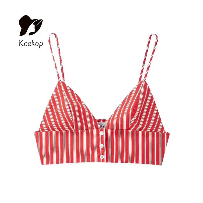 Koekop mode femme Sexy rayé licou haut court et Vintage taille haute labyrinthe femmes Chic dames