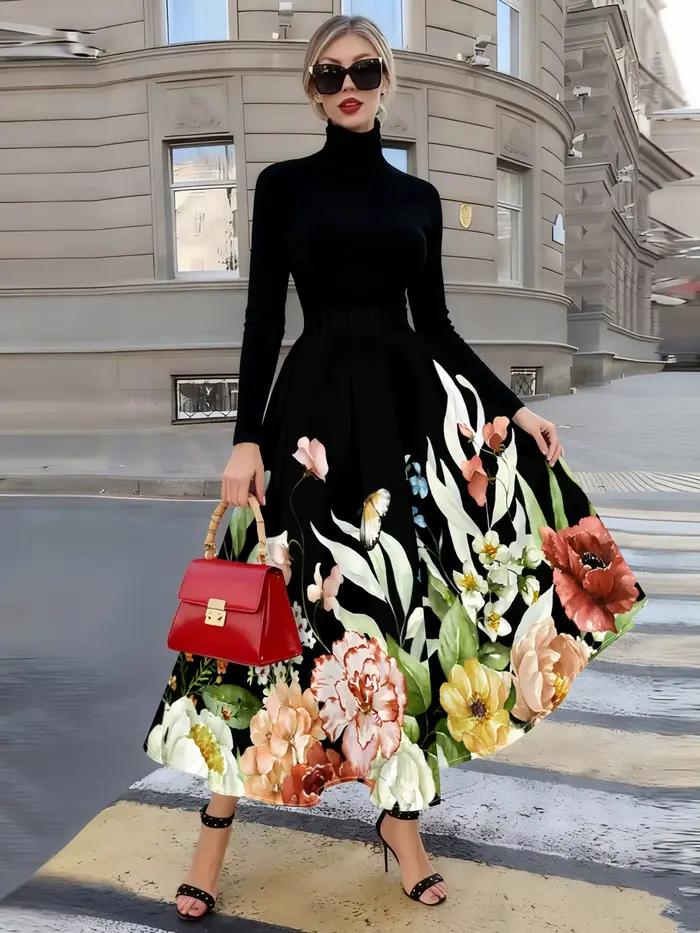 Jupe midi élégante pour femme à imprimé floral aquarelle papillon