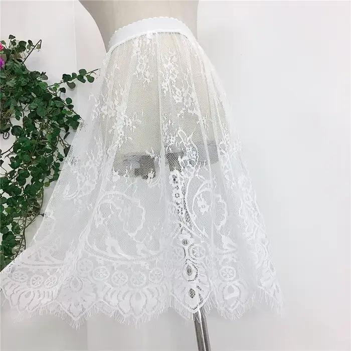 Mini jupe en maille de dentelle transparente pour femmes