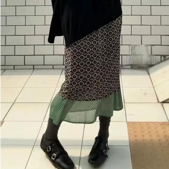 Jupe tendance rétro à motifs géométriques