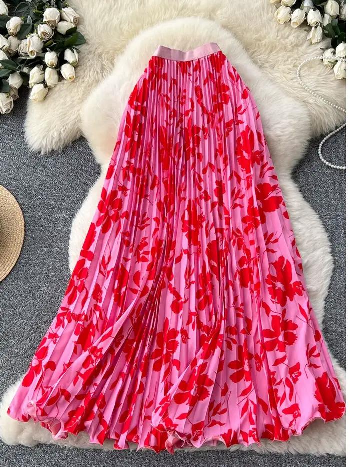 Femmes Style coréen jupe imprimée taille haute minceur a-ligne