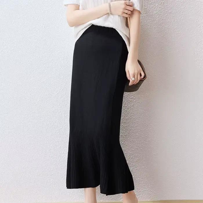 Jupe tricotée en laine pour femme