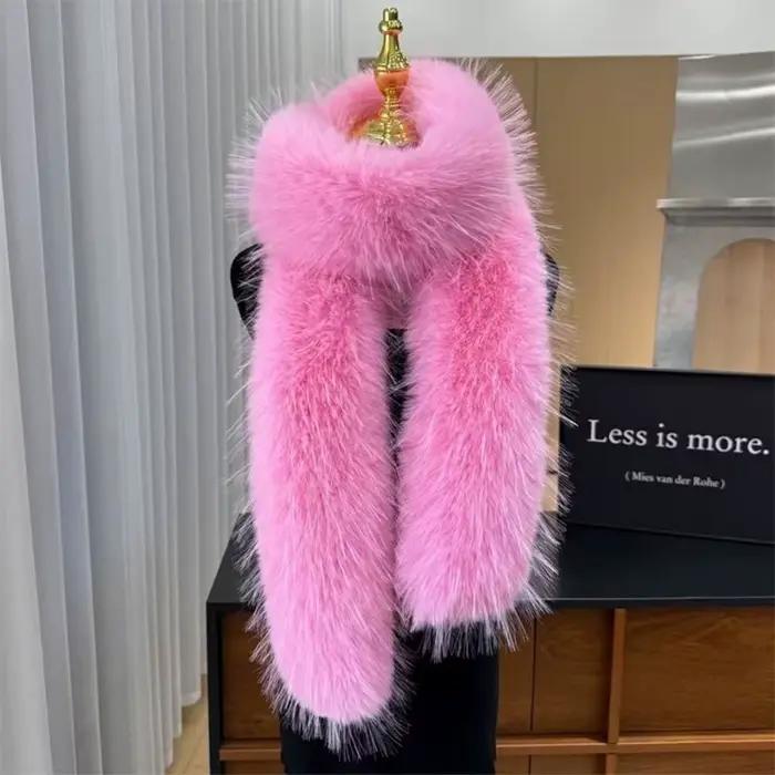 Écharpe longue en fausse fourrure pour femme, douce et épaisse, accessoire de mode féminin pour l'hiver, châle décoratif en fourrure, cache-cou pour soirée