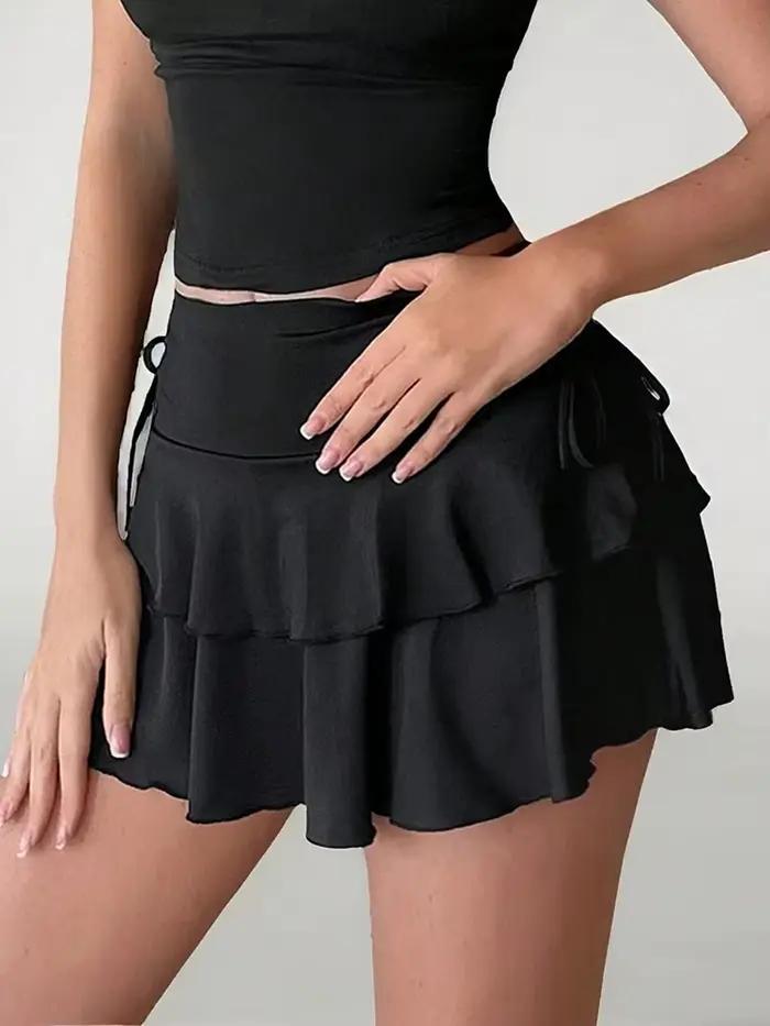 Mini jupe courte à lacets pour filles