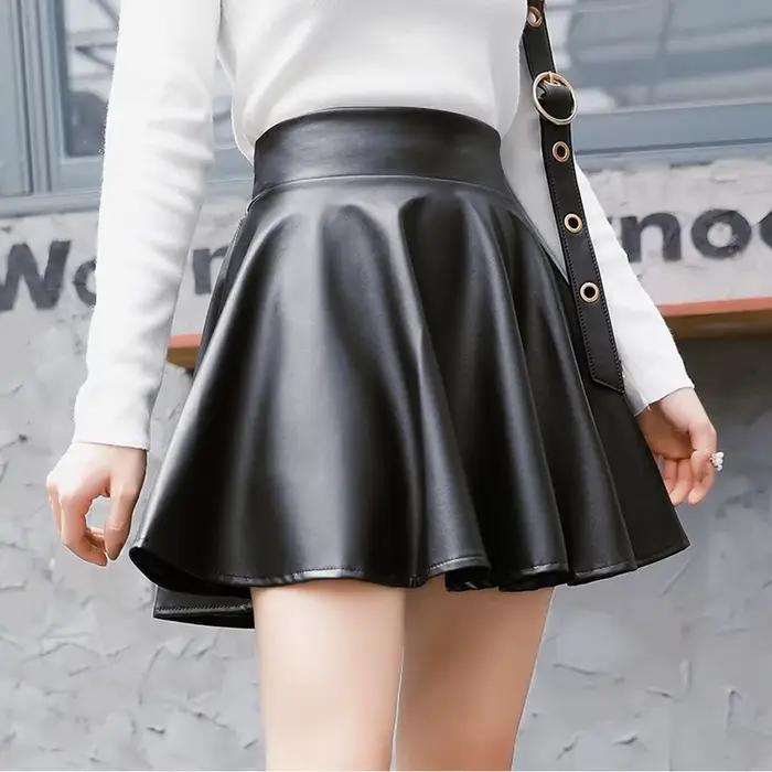 Jupes en Faux cuir pour femmes