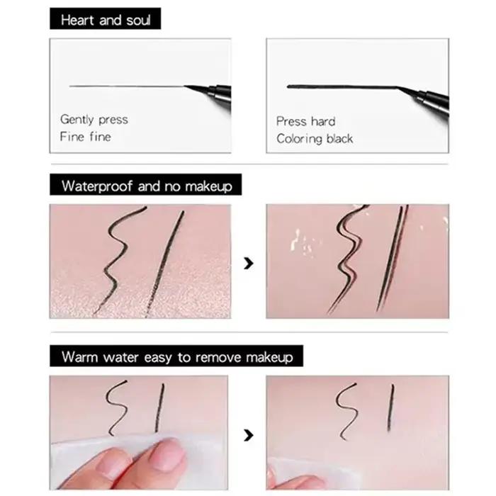 Stylo Eyeliner Liquide Noir pour Femme, Longue Durée, vaccage Rapide, Imperméable, Ne se Décolore Pas, Sans Taches, Cosmétiques pour les Yeux