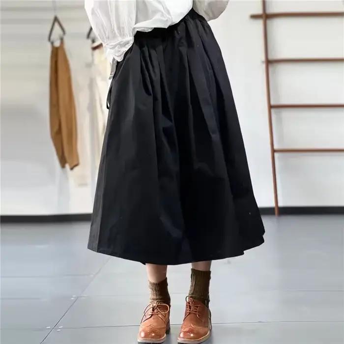Limiguyue Vitnage a-ligne jupe Midi femmes été littéraire rétro coton
