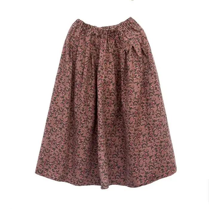 Jupe longue en coton et lin pour femme