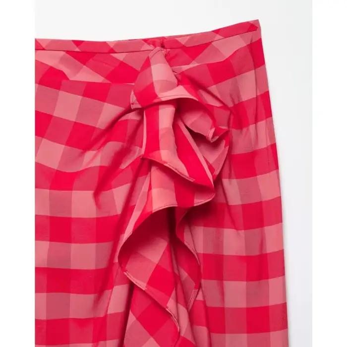 Jupe midi à carreaux avec volants HipSeam pour femme – Nouvelle collection été 2026 – Jupes décontractées à taille