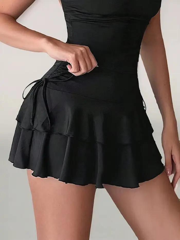 Mini jupe courte à lacets pour filles