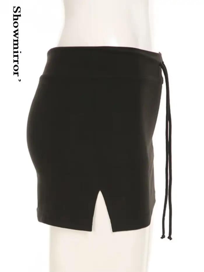 Slim solide jupes moulantes chemises mignonnes décontracté taille basse Super Mini