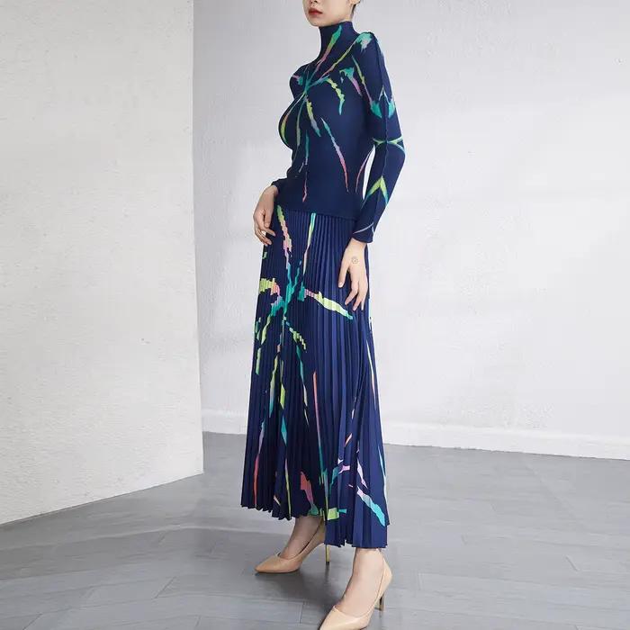 Fournisseurs de vêtements plissés Miyake haut plissé ensembles de mode jupe femmes nouvelle