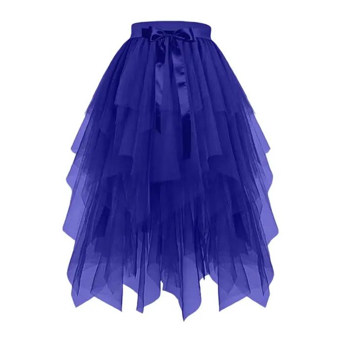 Jupe pour femmes taille haute évasée style féerique à superpositions élégantes douces en gaze longueur genou pour festival de musique automne noël occasions spéciales