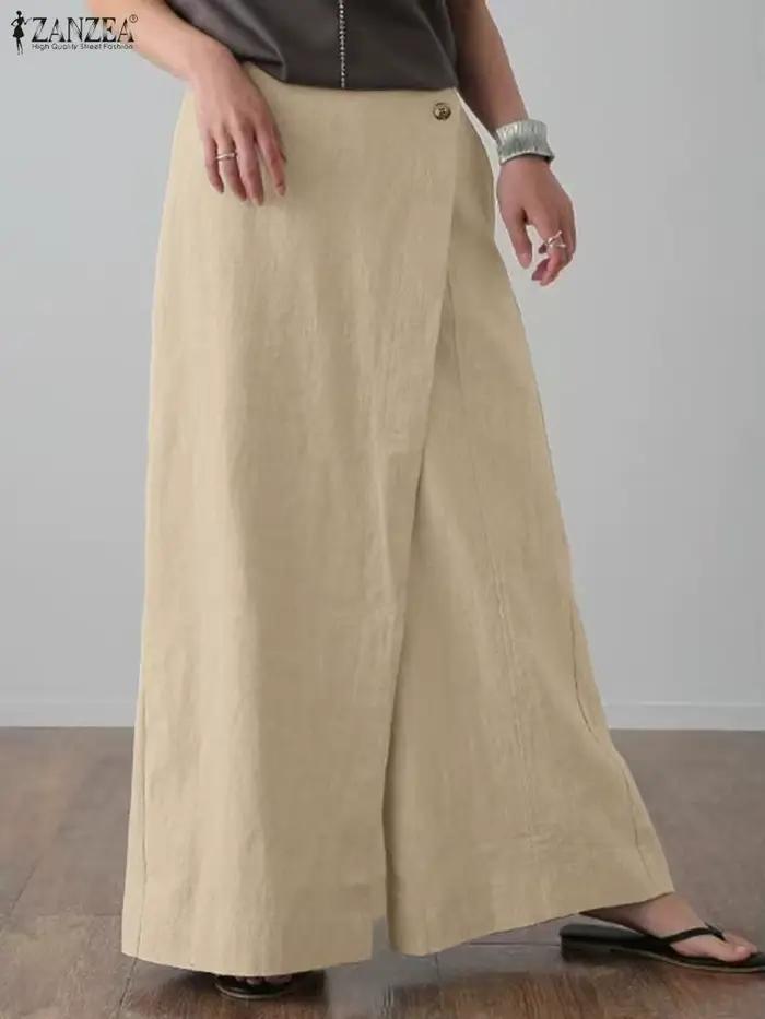 2025 ZANZEA femmes Vintage jupes pantalon couleur unie décontracté