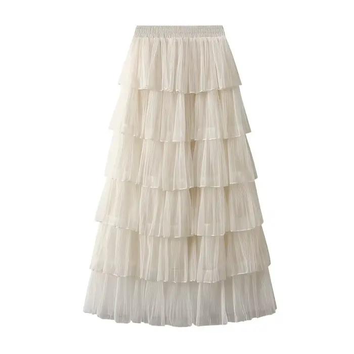 Jupe moelleuse en maille yanzikpus version coréenne superposée pour femmes toutes saisons polyvalente à offrir