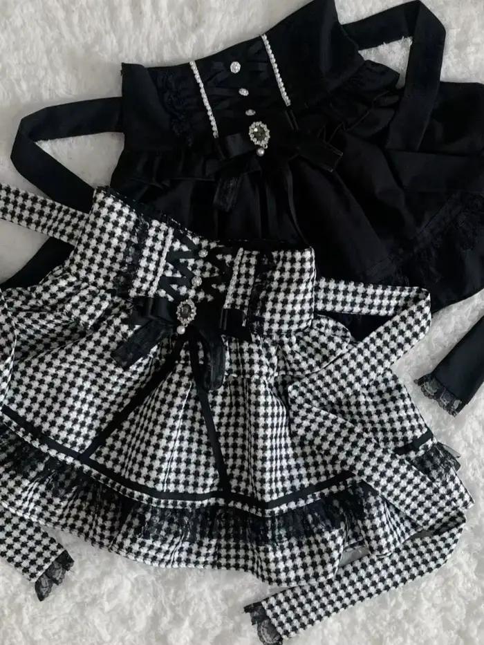 Jupe à carreaux Lolita japonaise pour femmes