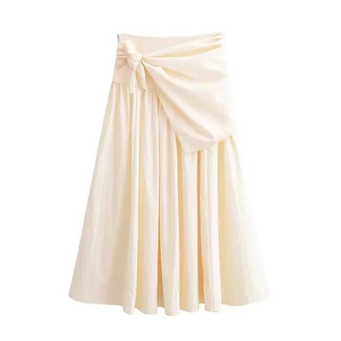 Jupe Femme 2026 Nouvelle Collection Printemps-Été Beige Écharpe Moelleuse