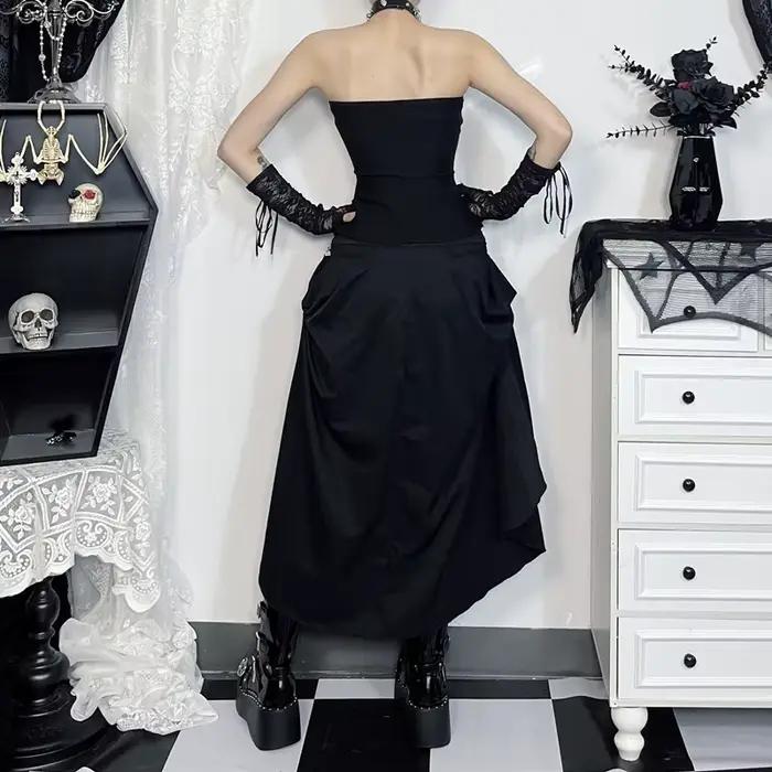 Jupe gothique féminine style Harajuku Emo Alternative Grunge taille haute ajustée polyester rivets pour femmes toutes saisons occassions spéciales