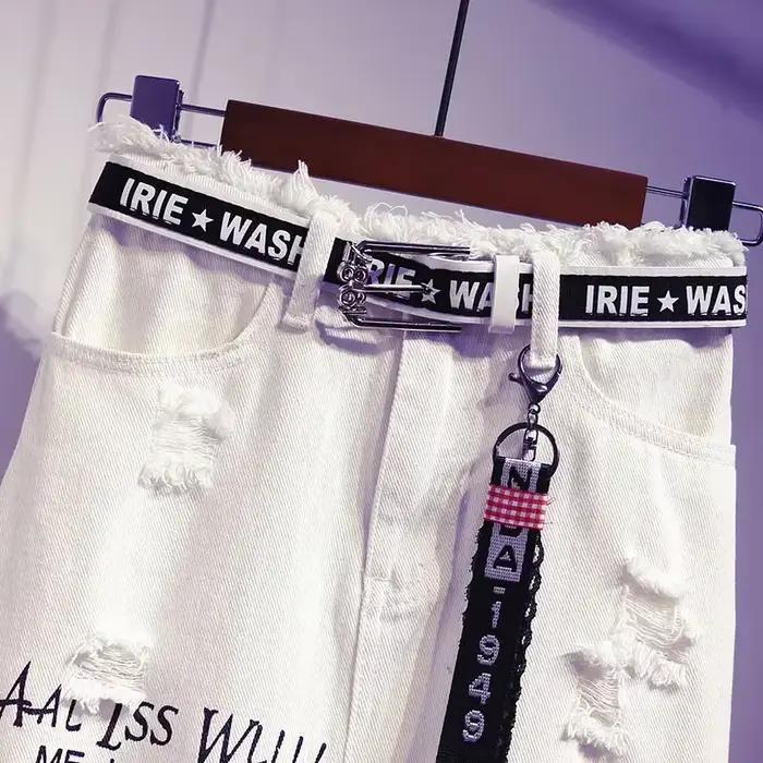 Jupe longue en denim blanc pour femmes