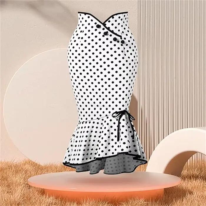 Jupe sirène à pois pour femmes élégante et décontractée pour les occasions spéciales et la garde-robe quotidienne