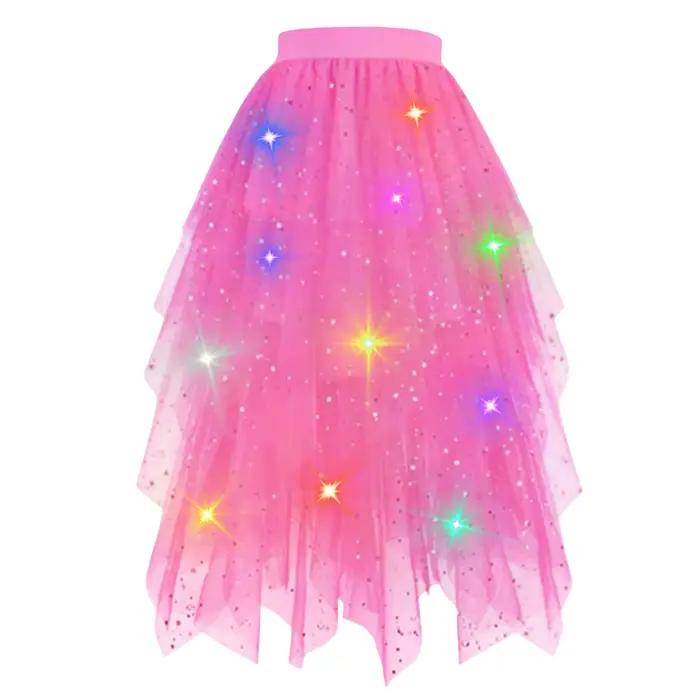 Jupe en tulle scintillante à LED pour femme