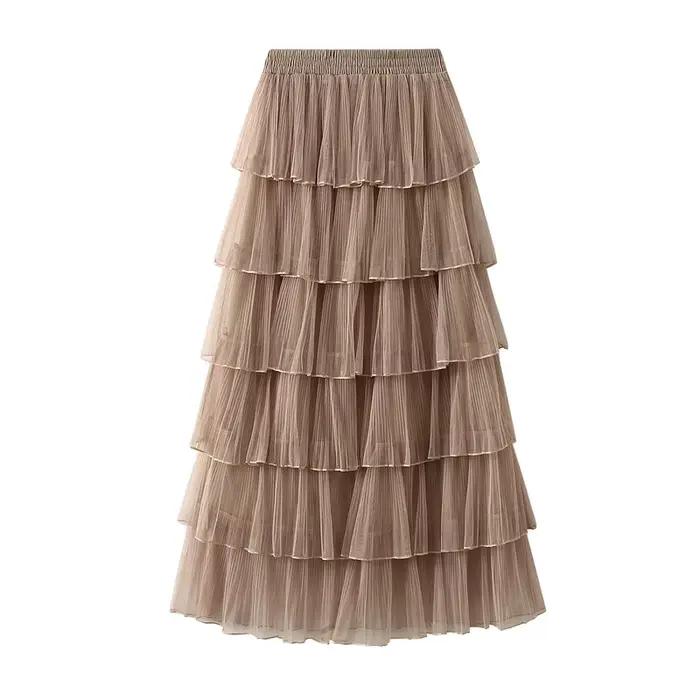 Jupe moelleuse en maille yanzikpus version coréenne superposée pour femmes toutes saisons polyvalente à offrir