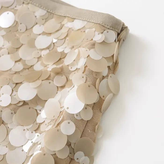 Mini jupe à paillettes solide pour femmes