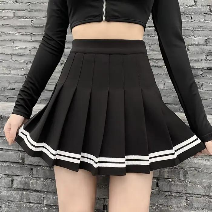 Vintage Style coréen Patchwork jupe Harajuku JK noir jupes plissées gothique Streetwear taille haute Mini