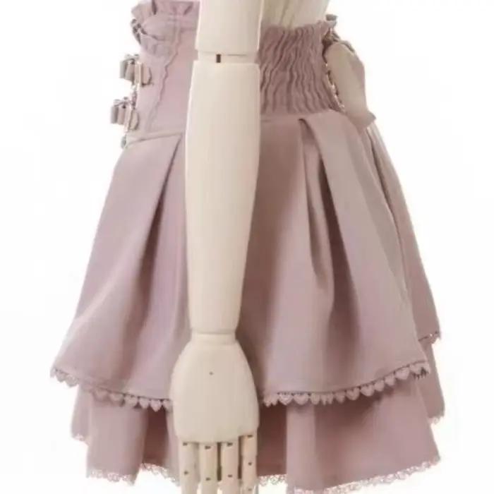 Jupe-short taille haute Sweet Lolita Jirai Kei - Jupe courte à double boucle pour femmes