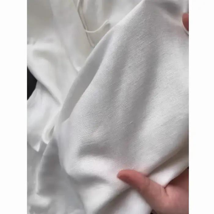 Jupe mi-longue pour femme en lin blanc