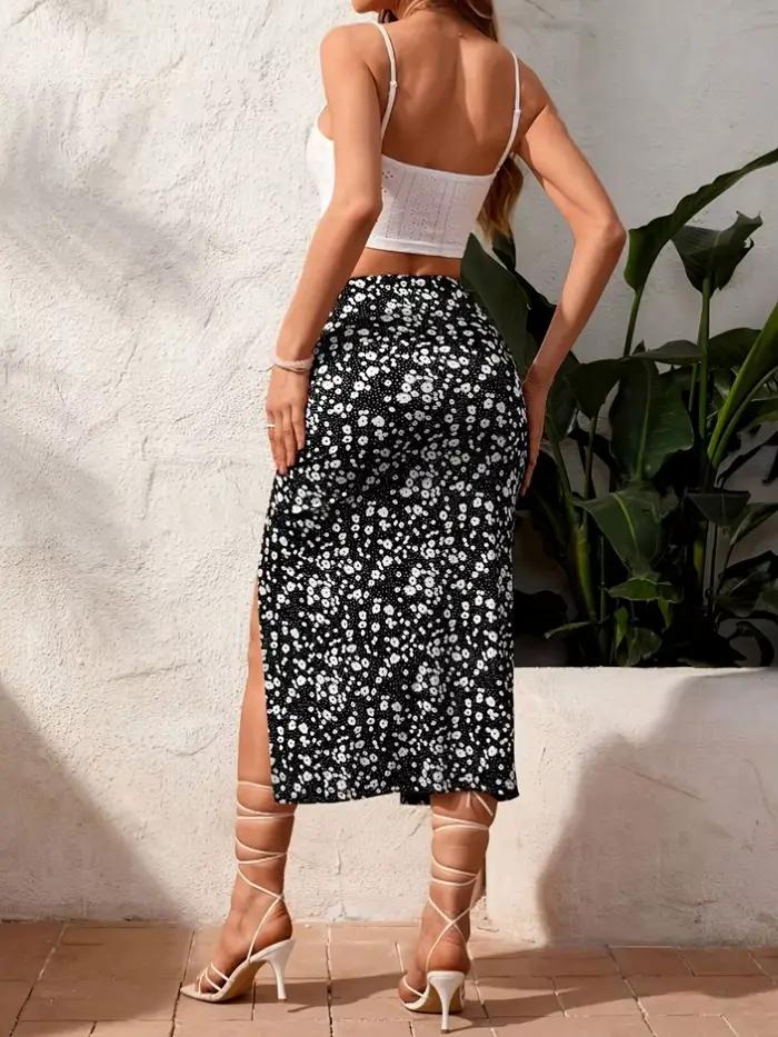 Jupe femme florale avec fente jupes