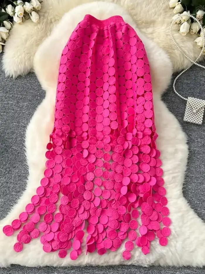 Jupe tube femme évider à pois gland automne taille haute minceur mi-longue droite fête sexy faldas femme sk008 style streetwear tricoter polyester mixte occassions spéciales