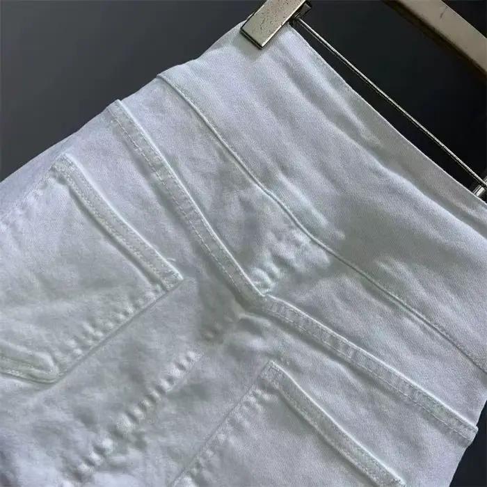 Jupe en jean blanc taille haute pour femmes
