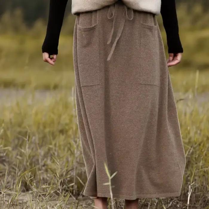 Jupe en laine mérinos pour femme