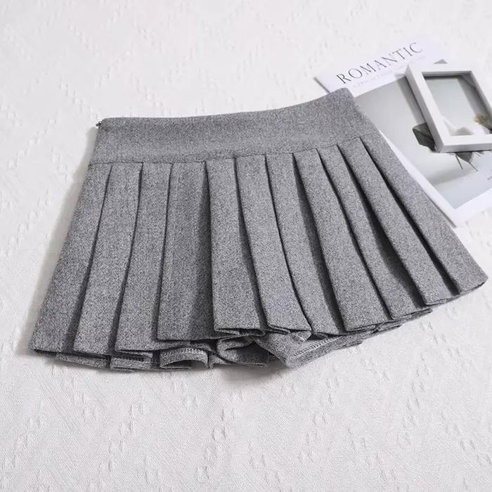 Mini Jupe Plissée en Laine pour Femme