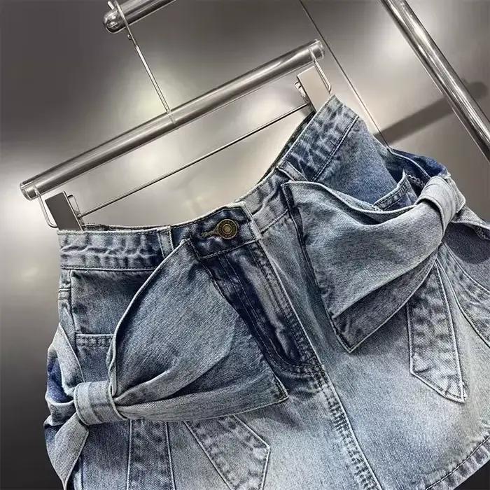 Jupe en jean à nœud mignon pour femmes