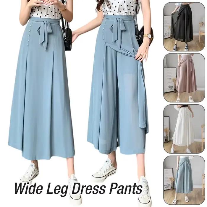 Jupe plissée en mousseline de soie pour femmes, taille haute, décontractée, jambes larges, mode streetwear, été, pantalon longueur cheville, confortable et respirante