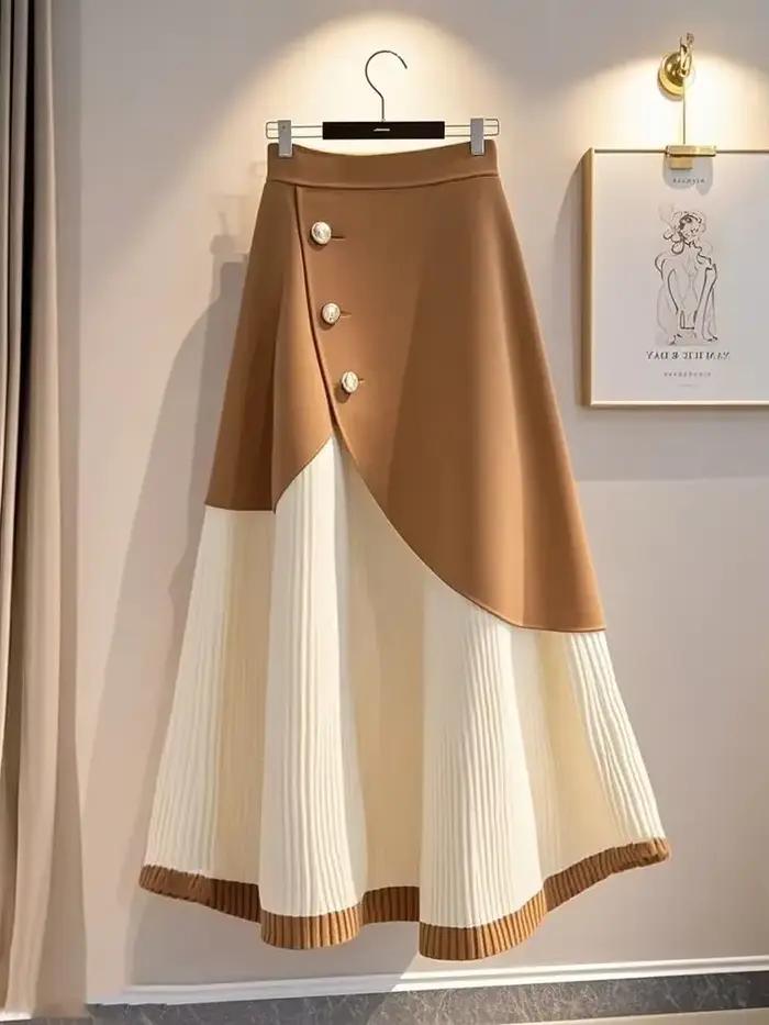 Jupe tricotée mi-longue pour femme