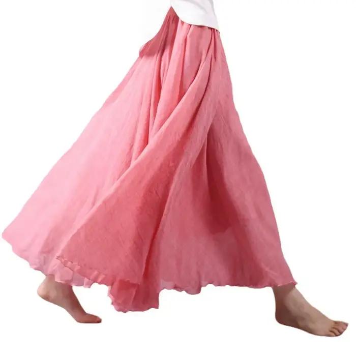 Jupe midi vintage en coton et lin