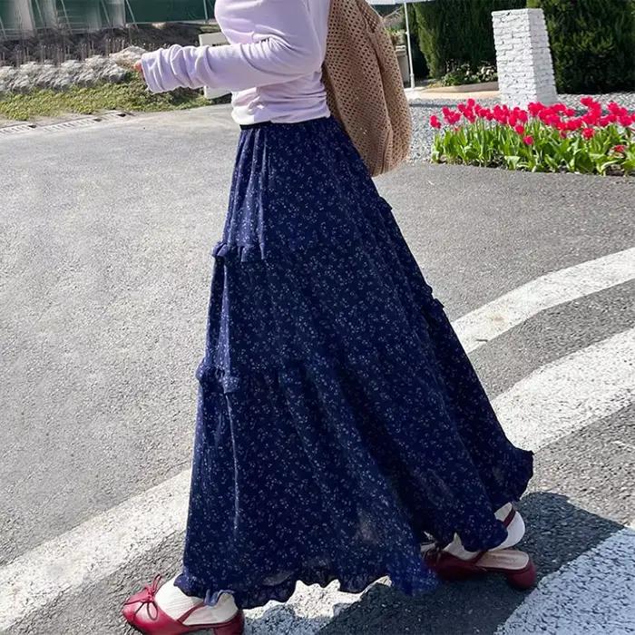 Jupes Maxi Vintage à fleurs pour femmes