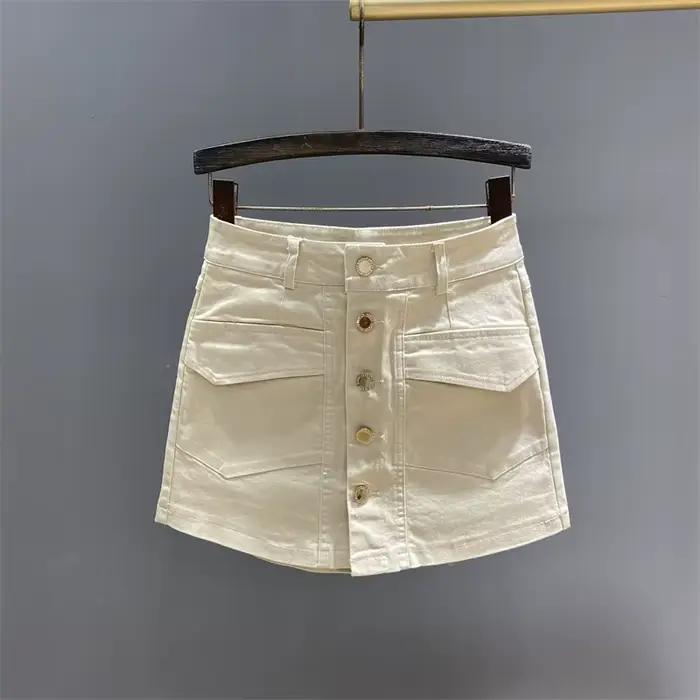 Jupe en jean vintage à simple boutonnage pour femme