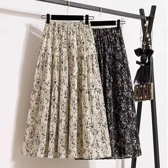 Jupe midi pour femme, taille haute élastique
