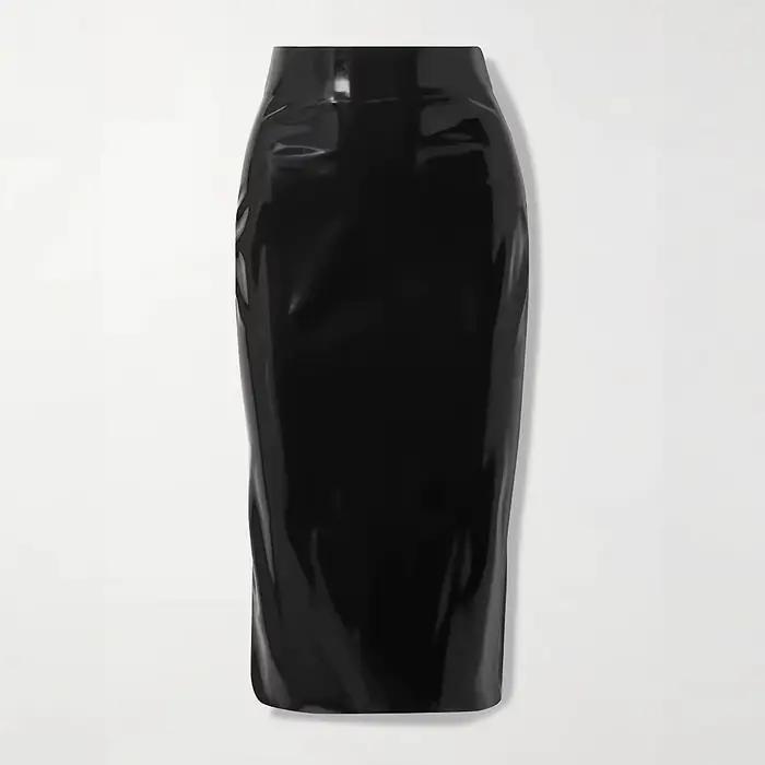Jupe longue élégante en cuir PU