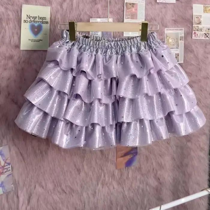 Mini-Jupe Princesse Violette Style Y2K Harajuku Dentelle Non Extensible Pour Sorties Nocturnes Occasions Spéciales