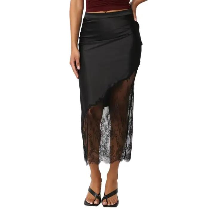 Jupe longue en satin de soie Maemukilabe pour femme