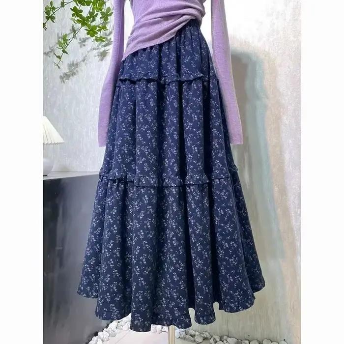 2025 Faldas Mujer De Moda Jupe florale pour femmes taille haute a-ligne