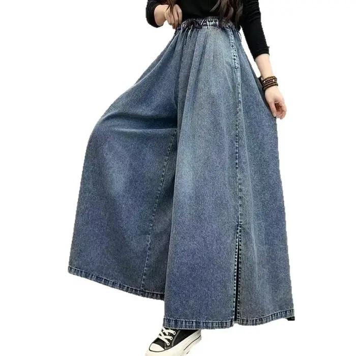 Culottes en jean bleu pour femme
