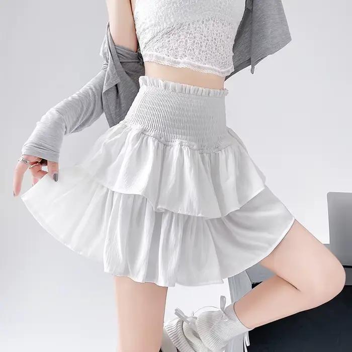 Mini-jupe à double volant pour femme